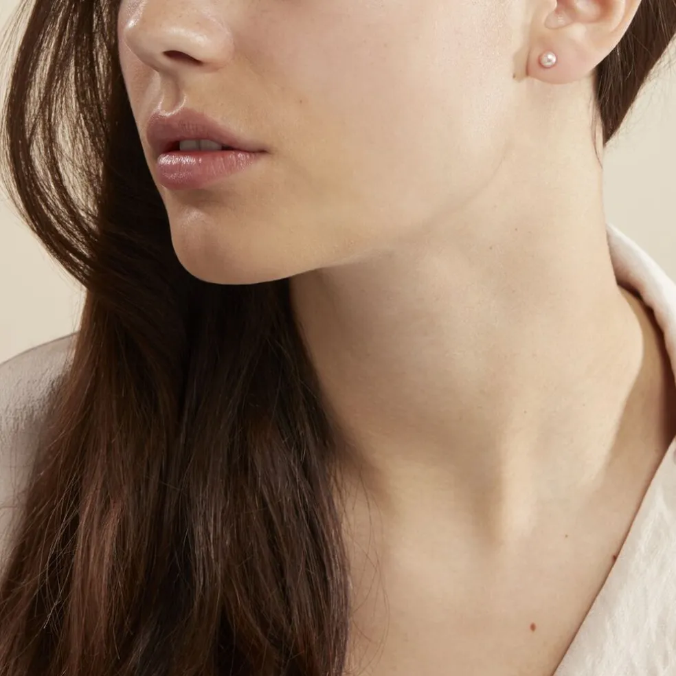 Boucles D'oreilles Puces Ursulina Or Jaune Perle De Culture