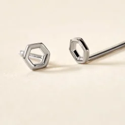 Boucles D'oreilles Puces Ulima Argent Blanc