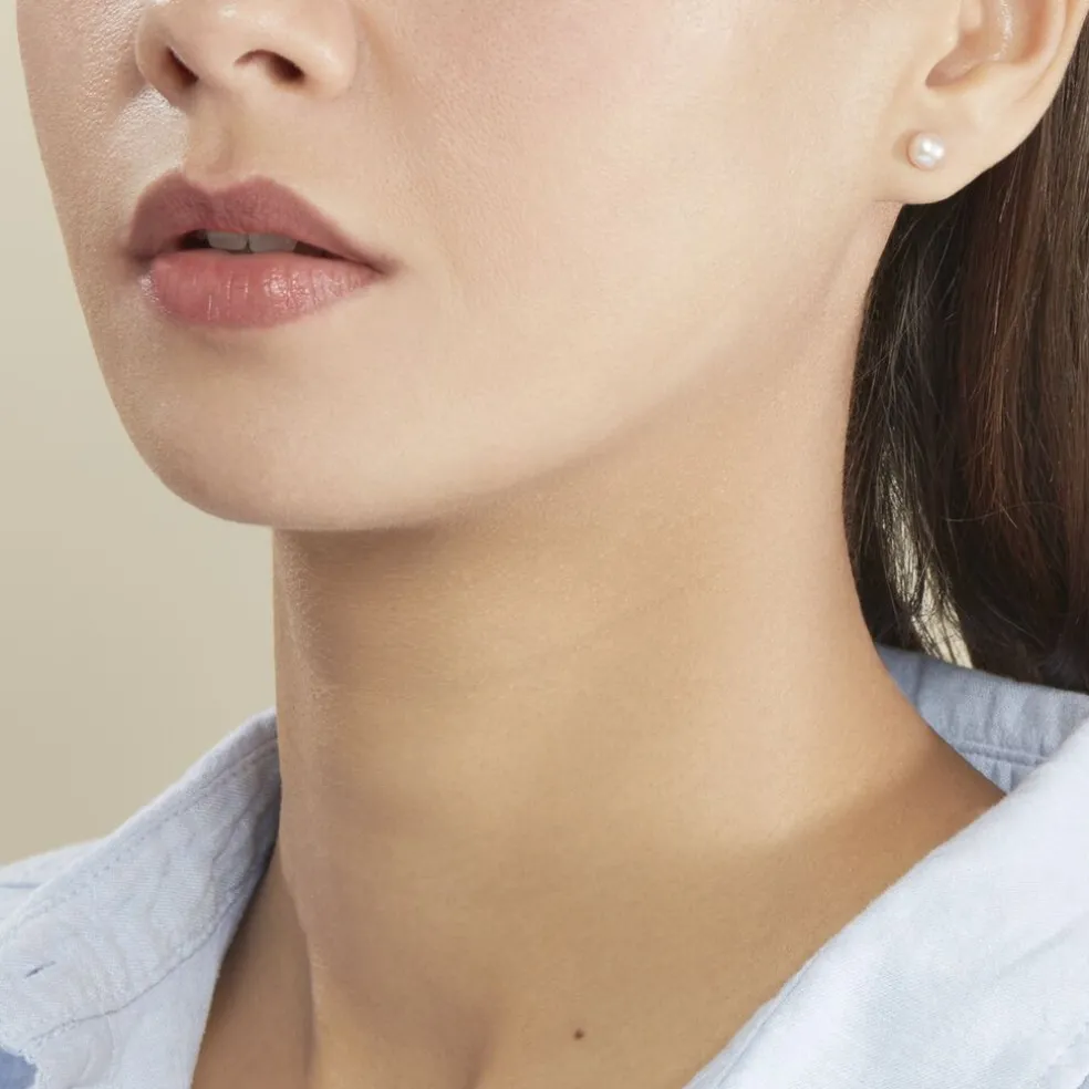 Boucles D'oreilles Puces Ursulina Or Jaune Perle De Culture