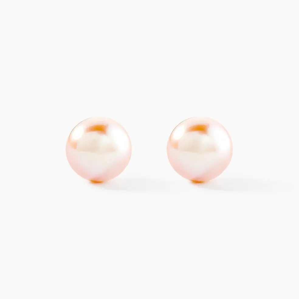 Boucles D'oreilles Puces Ursulina Or Jaune Perle De Culture