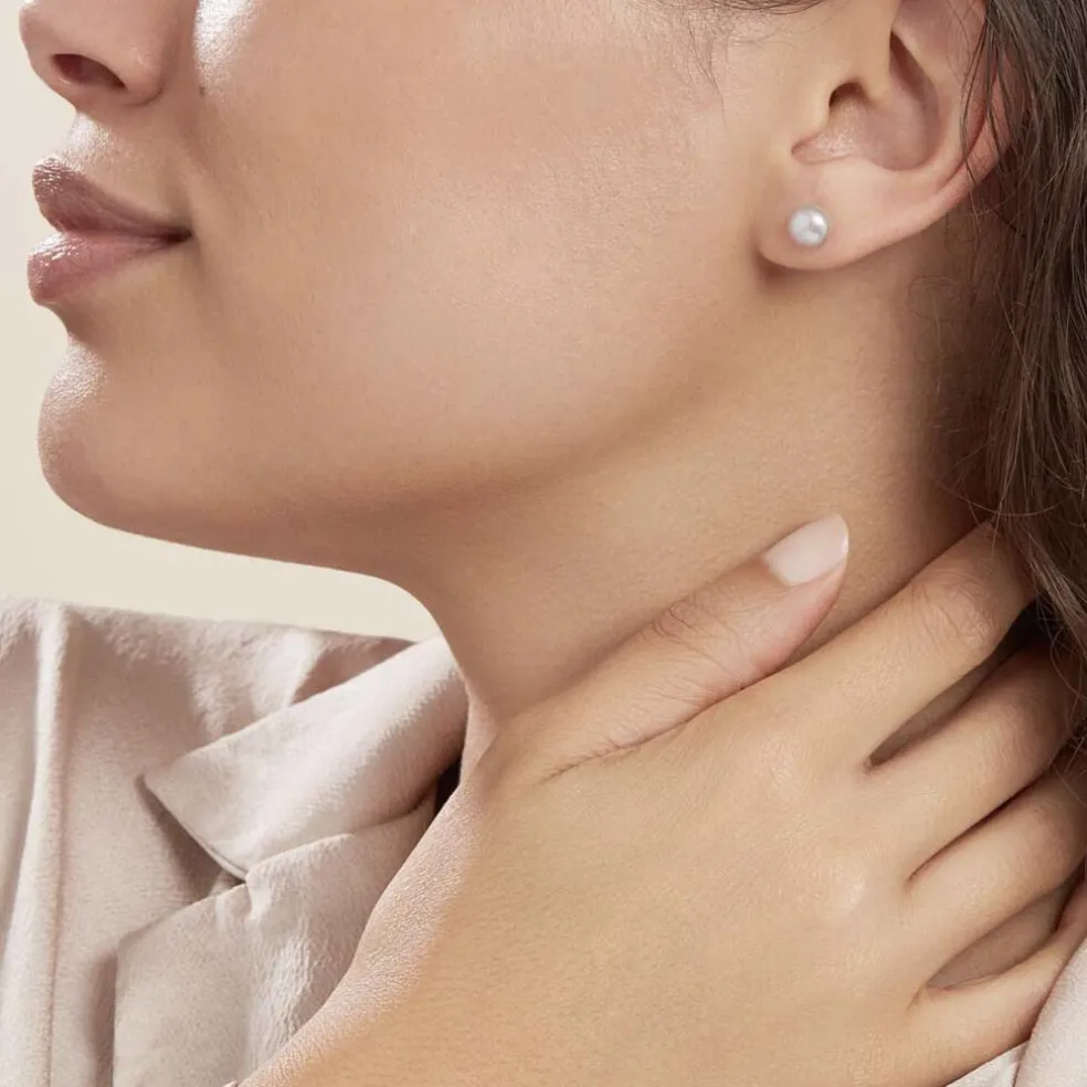 Boucles D'oreilles Puces Ursulina Or Jaune Perle De Culture