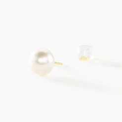 Boucles D'oreilles Puces Ursulina Or Jaune Perle De Culture