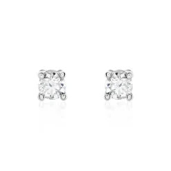 Boucles D'oreilles Puces Victoria Or Blanc Diamant