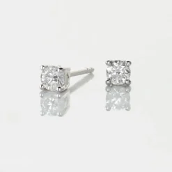 Boucles D'oreilles Puces Victoria Or Blanc Diamant