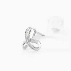 Boucles D'oreilles Puces Volute Or Blanc Diamant
