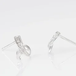 Boucles D'oreilles Puces Volute Or Blanc Diamant