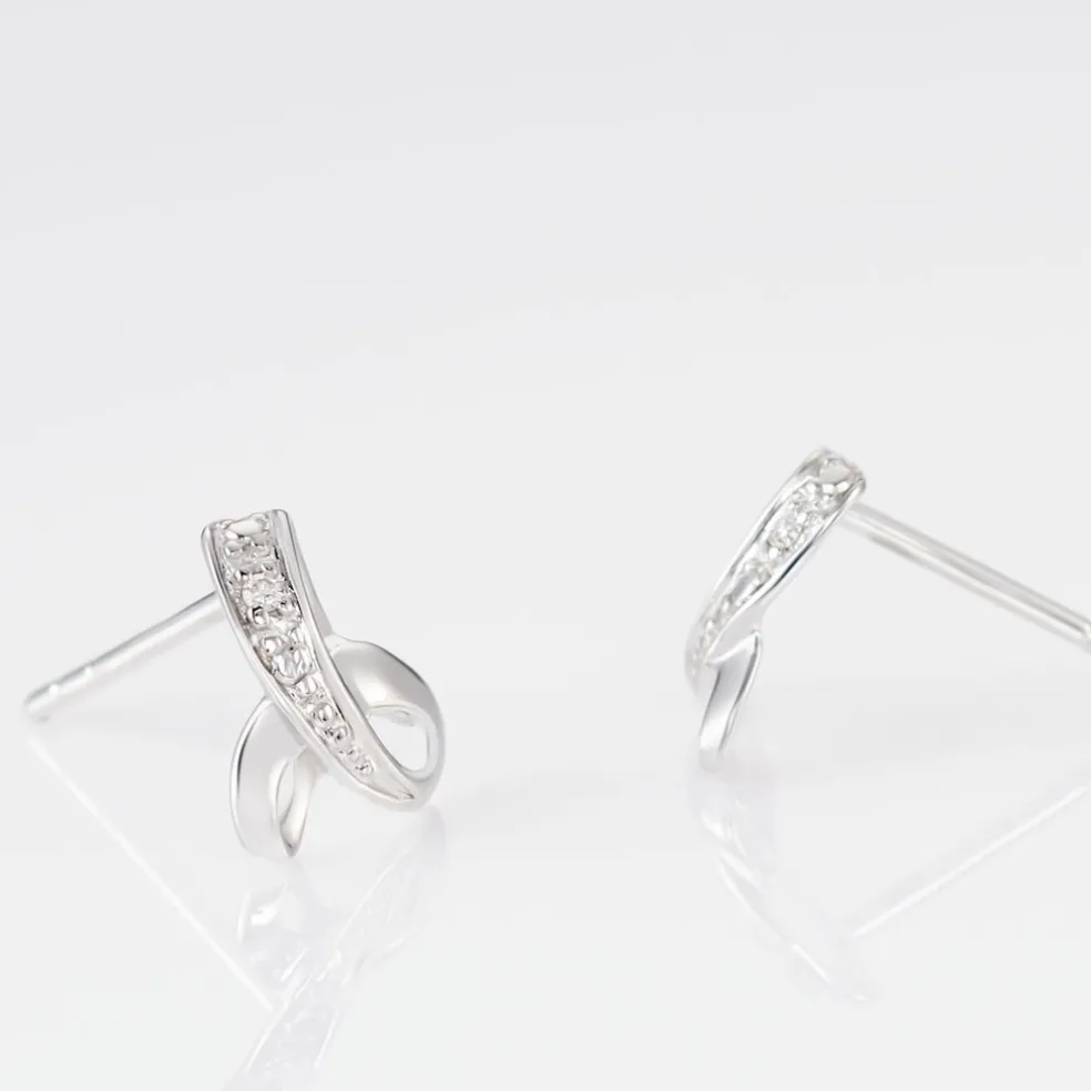 Boucles D'oreilles Puces Volute Or Blanc Diamant