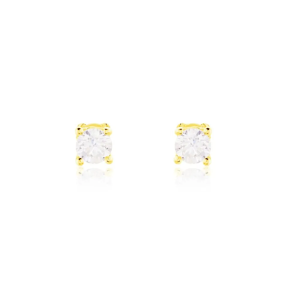 Boucles D'oreilles Puces Victoria Or Jaune Diamant