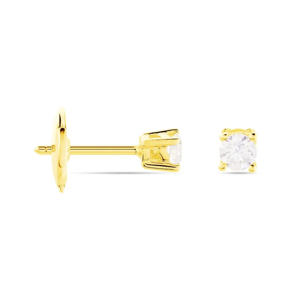 Boucles D'oreilles Puces Victoria Or Jaune Diamant
