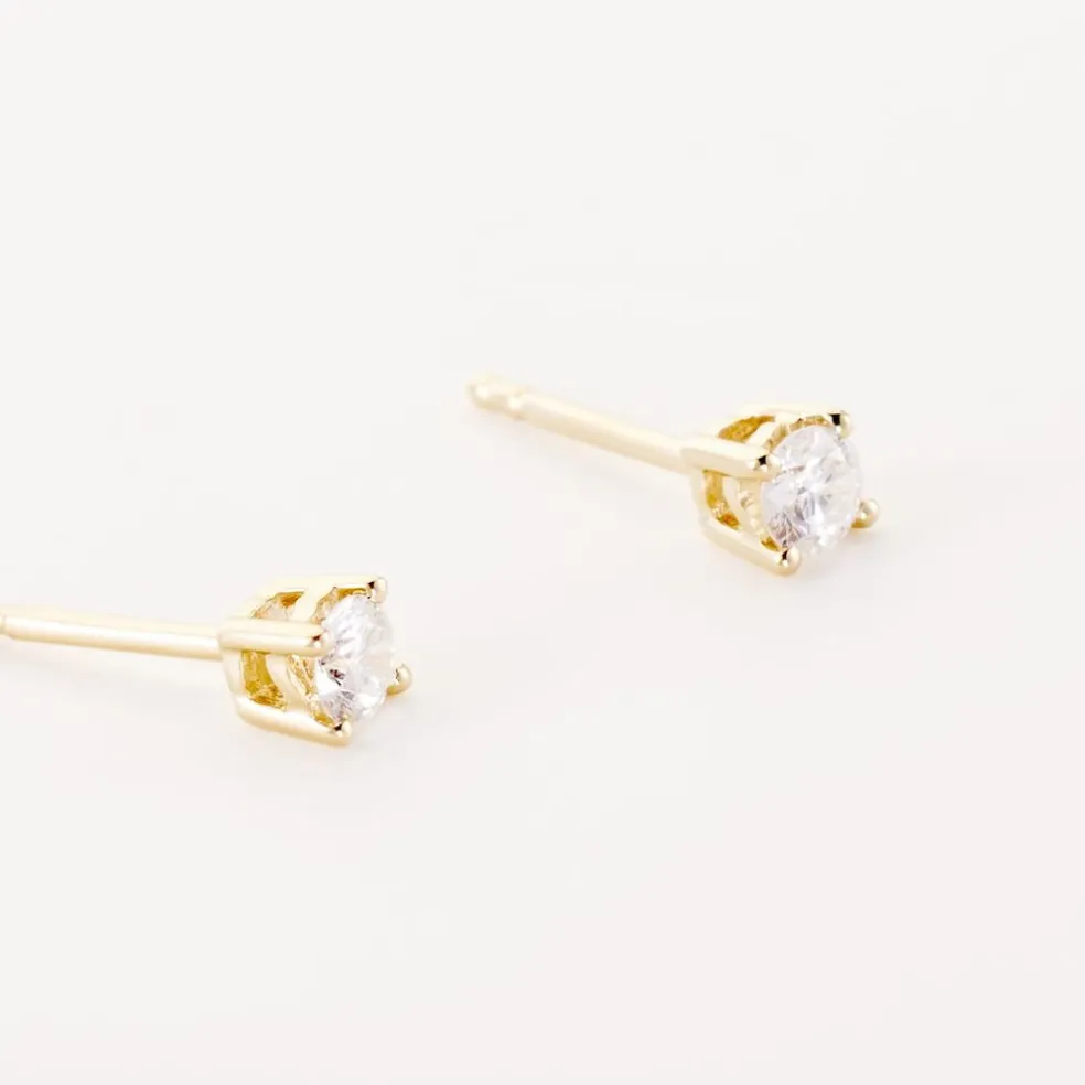 Boucles D'oreilles Puces Victoria Or Jaune Diamant
