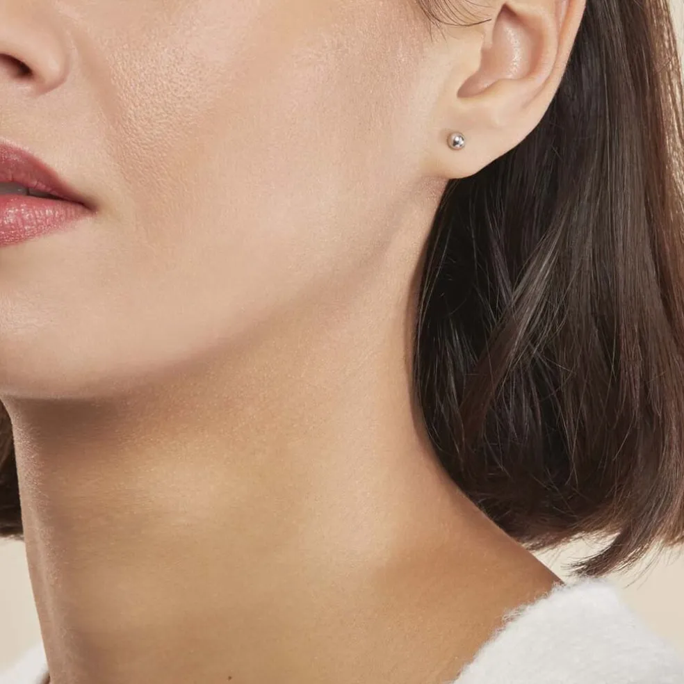 Boucles D'oreilles Puces Virgie Argent Blanc