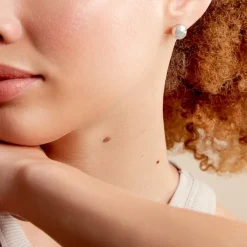 Boucles D'oreilles Puces Virgie Argent Blanc