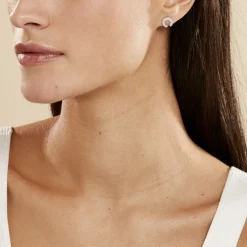 Boucles D'oreilles Puces Vaea Argent Blanc