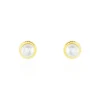 Boucles D'oreilles Puces Valliamee Diamante Or Jaune Perle De Culture