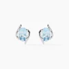Boucles D'oreilles Puces Vrille Ovale Or Blanc Topaze