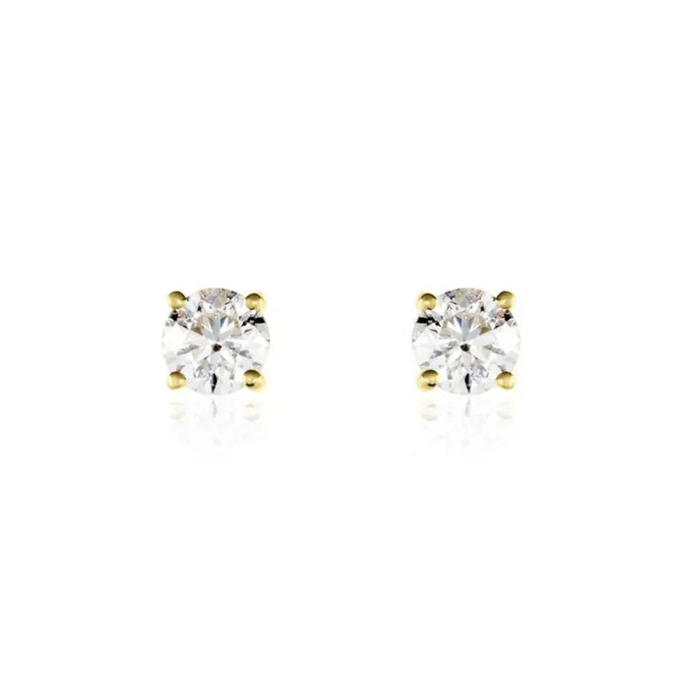 Boucles D'oreilles Puces Victoria Or Jaune Diamant