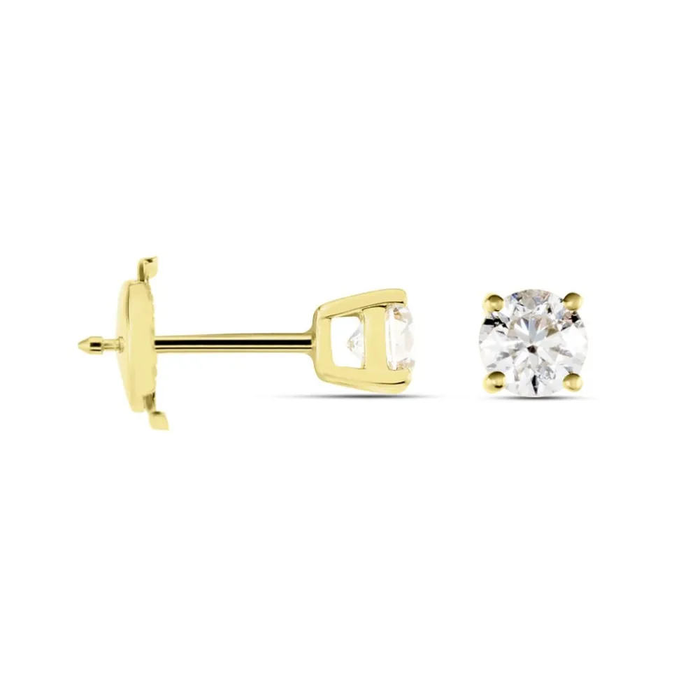 Boucles D'oreilles Puces Victoria Or Jaune Diamant