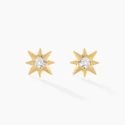Boucles D'oreilles Puces Vangelis Or Jaune Diamant