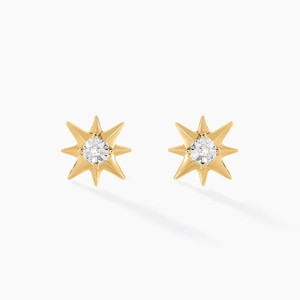 Boucles D'oreilles Puces Vangelis Or Jaune Diamant