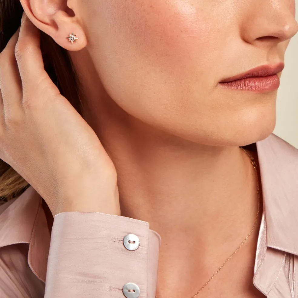 Boucles D'oreilles Puces Vangelis Or Jaune Diamant