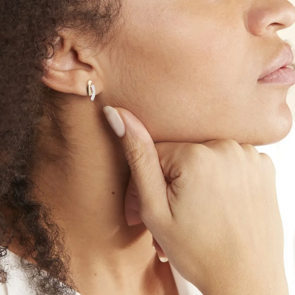 Boucles D'oreilles Puces Vero Or Jaune Oxyde De Zirconium