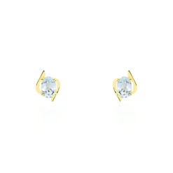 Boucles D'oreilles Puces Vrille Ovale Or Jaune Topaze