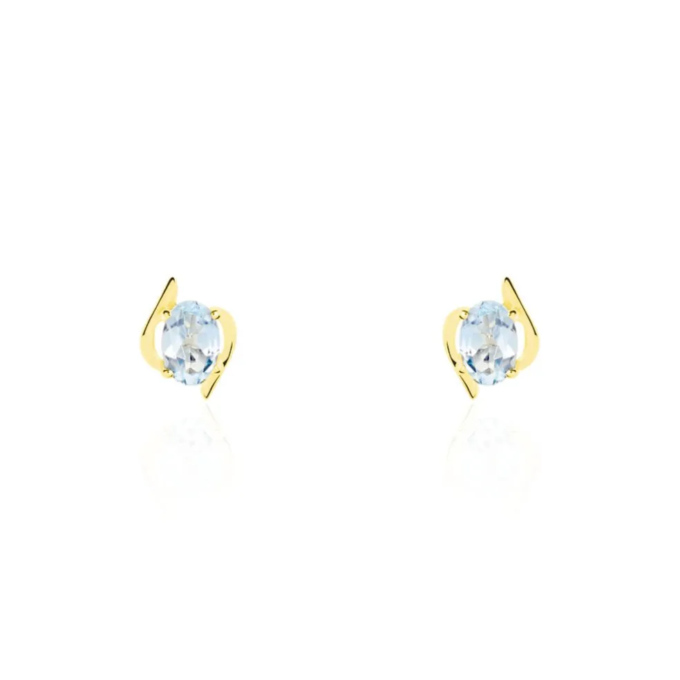 Boucles D'oreilles Puces Vrille Ovale Or Jaune Topaze