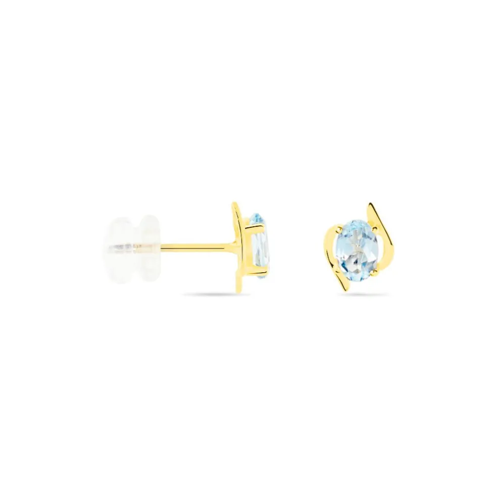 Boucles D'oreilles Puces Vrille Ovale Or Jaune Topaze