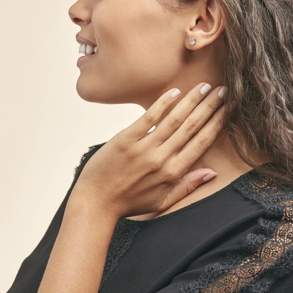 Boucles D'oreilles Puces Vrille Ovale Or Jaune Topaze