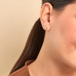 Boucles D'oreilles Puces Vaiana Plaqué Or Jaune Oxyde De Zirconium