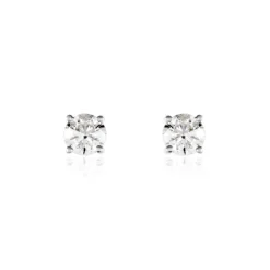 Boucles D'oreilles Puces Victoria Or Blanc Diamant