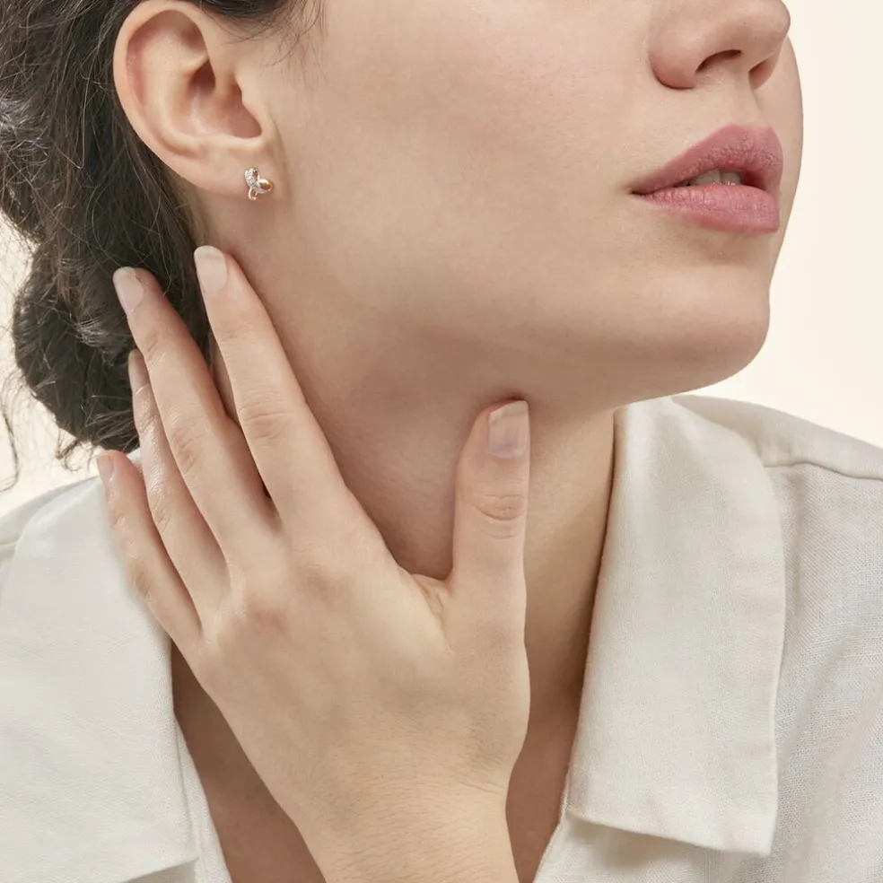 Boucles D'oreilles Puces Volute Or Jaune Diamant