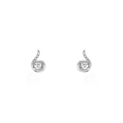 Boucles D'oreilles Puces Vrille Accompagnee Or Blanc Diamant