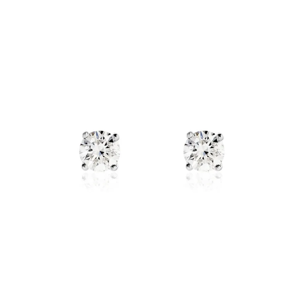 Boucles D'oreilles Puces Victoria Platine Blanc Diamant