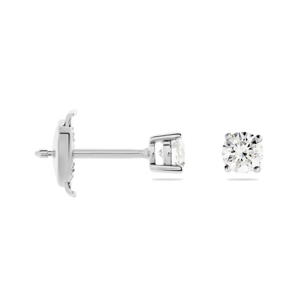 Boucles D'oreilles Puces Victoria Platine Blanc Diamant