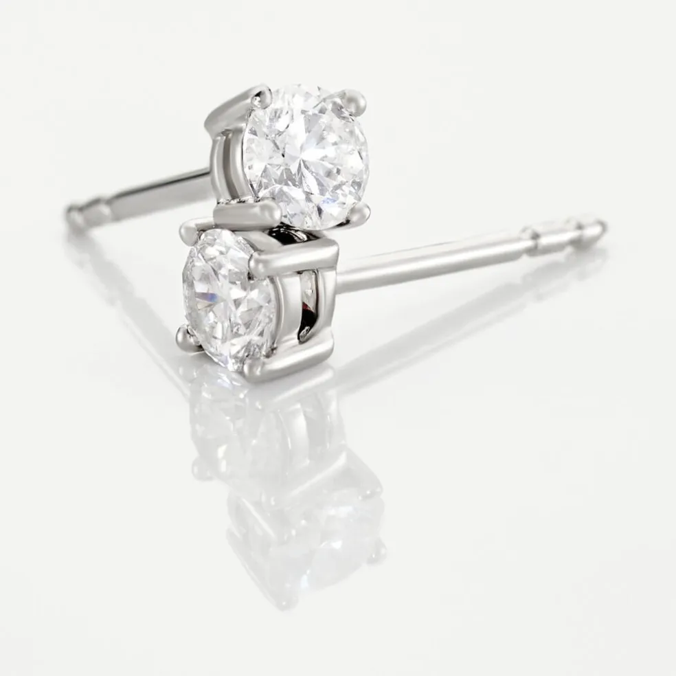 Boucles D'oreilles Puces Victoria Platine Blanc Diamant