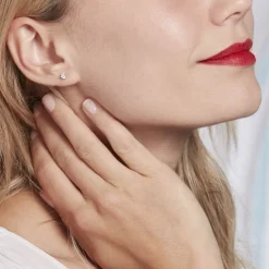 Boucles D'oreilles Puces Victoria Platine Blanc Diamant