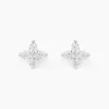 Boucles D'oreilles Puces Winter Flower Or Blanc Oxyde De Zirconium