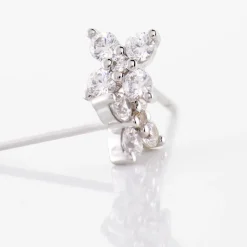 Boucles D'oreilles Puces Winter Flower Or Blanc Oxyde De Zirconium