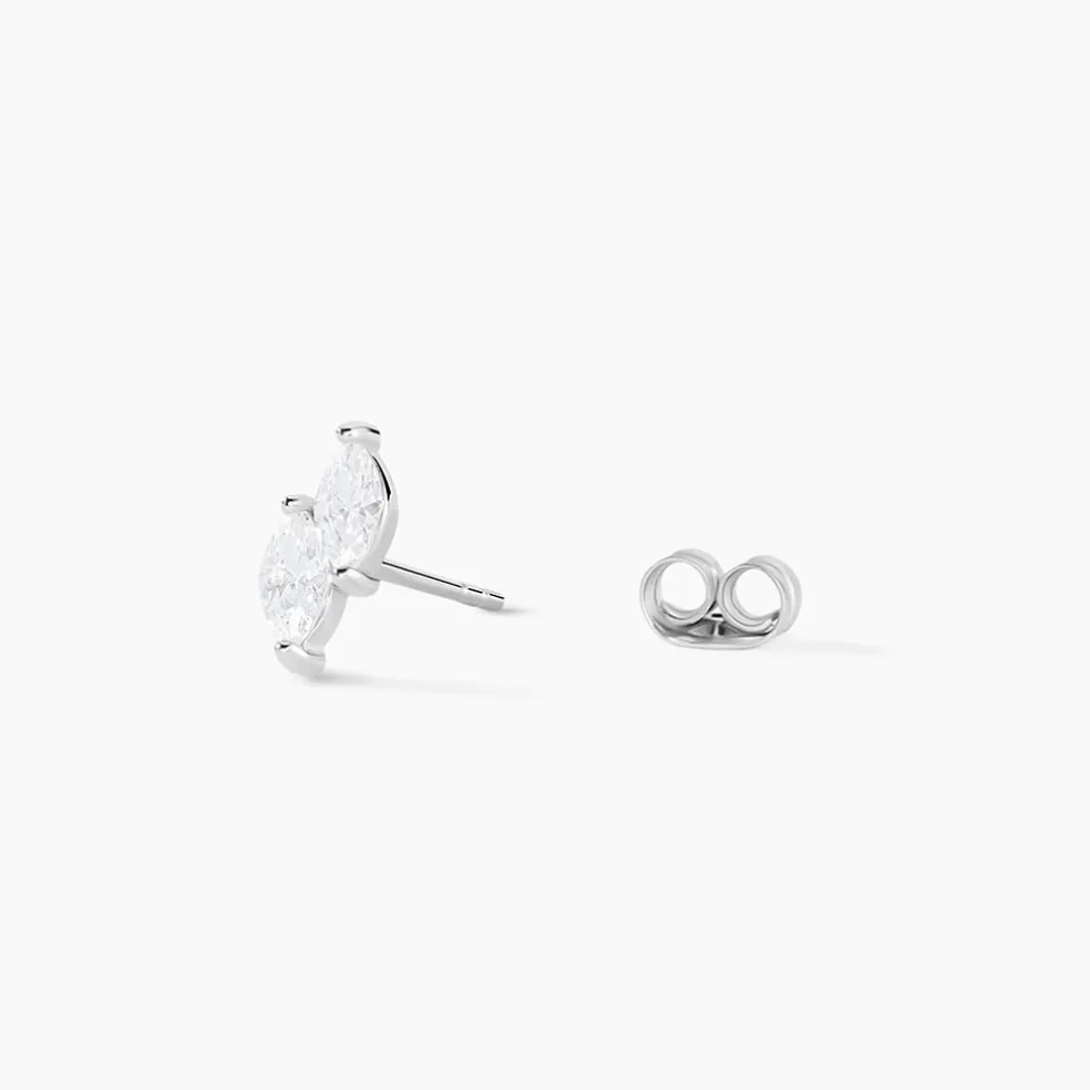 Boucles D'oreilles Puces Winter Sweetness Argent Blanc Oxyde