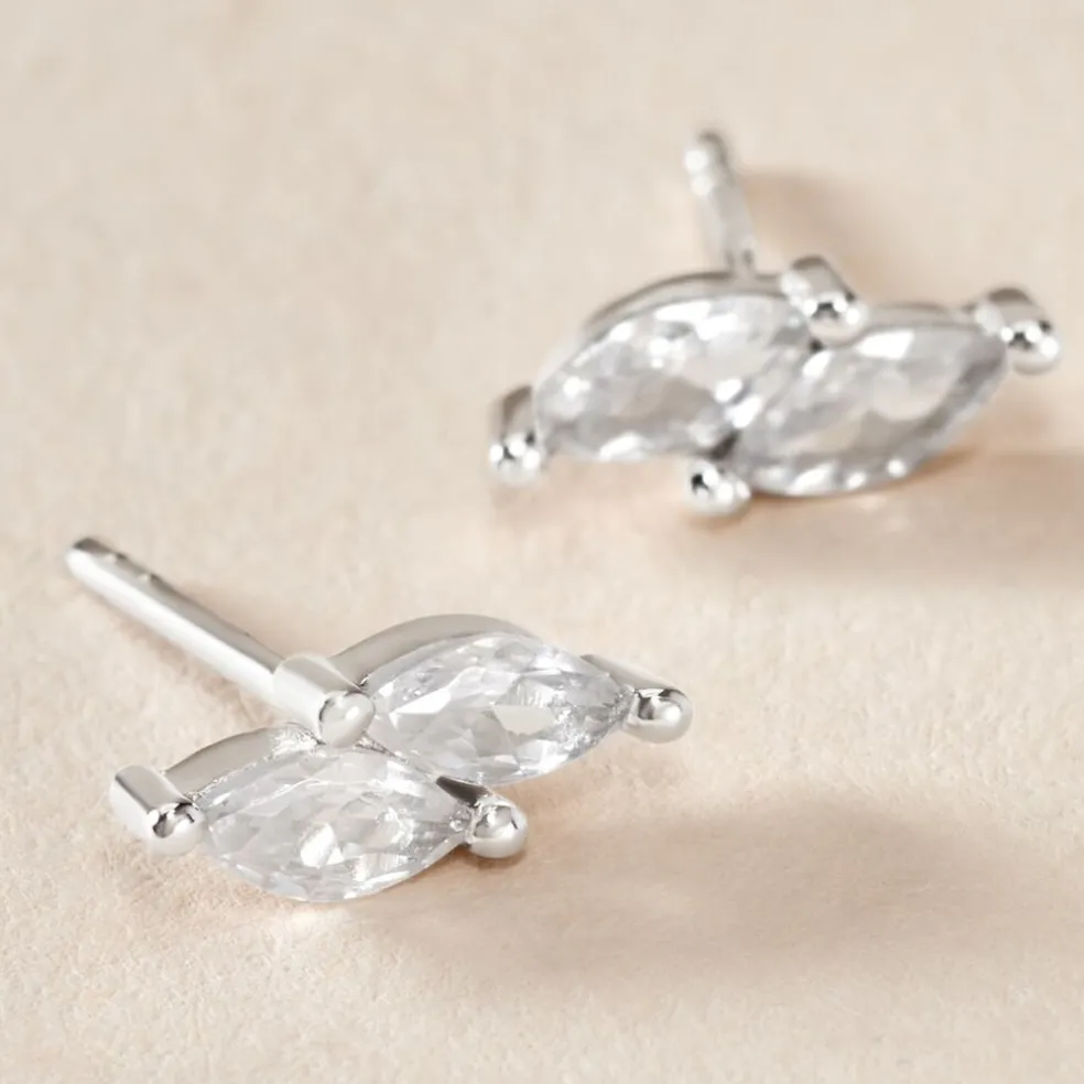 Boucles D'oreilles Puces Winter Sweetness Argent Blanc Oxyde