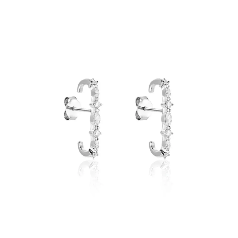 Boucles D'oreilles Puces Winter Sweetness Argent Blanc Oxyde