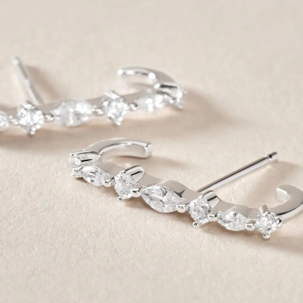 Boucles D'oreilles Puces Winter Sweetness Argent Blanc Oxyde