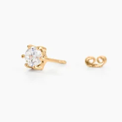 Boucles D'oreilles Puces Yléna Plaqué Or Jaune Oxyde De Zirconium