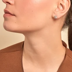 Boucles D'oreilles Puces Ysatis Argent Blanc Oxyde De Zirconium