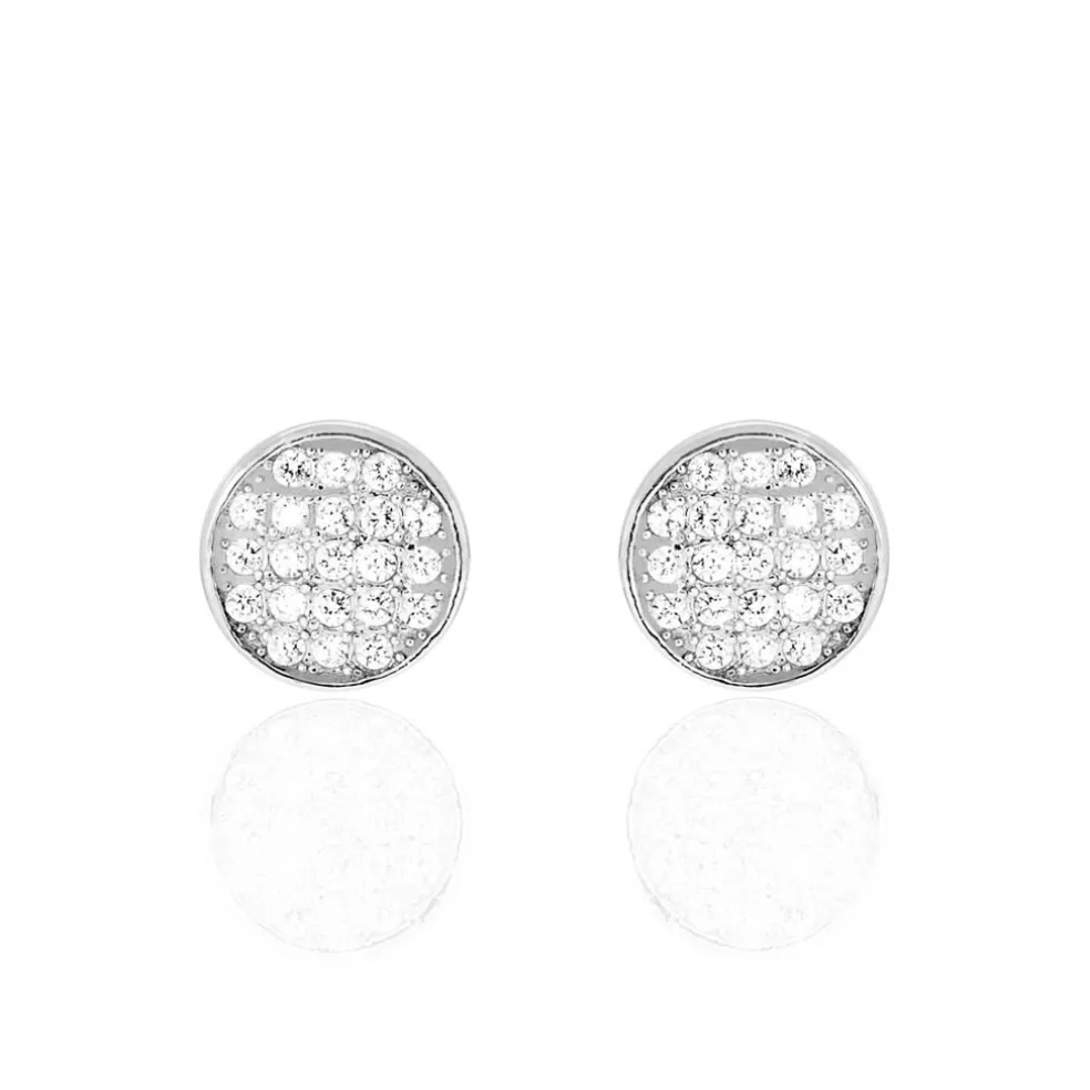 Boucles D'oreilles Puces Yesim Argent Blanc Oxyde De Zirconium