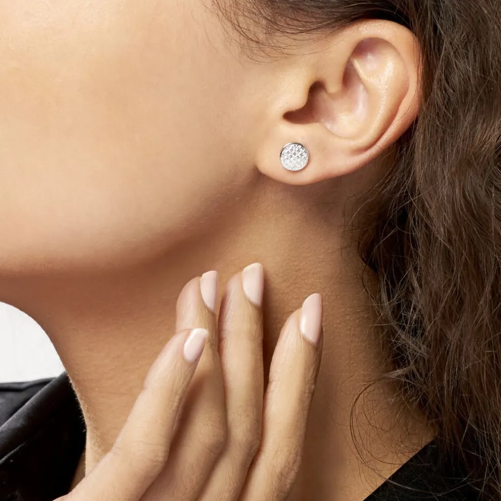 Boucles D'oreilles Puces Yesim Argent Blanc Oxyde De Zirconium