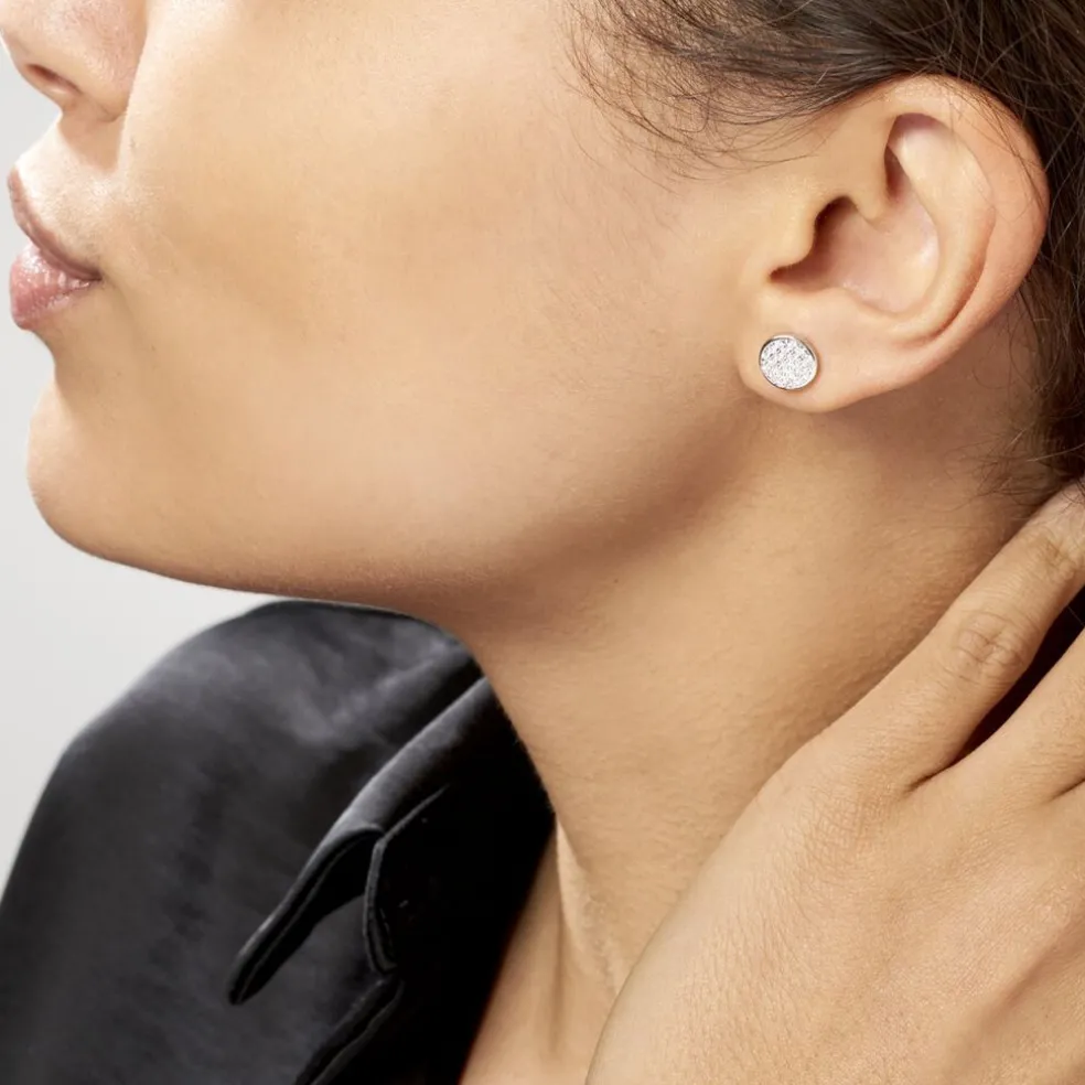 Boucles D'oreilles Puces Yesim Argent Blanc Oxyde De Zirconium