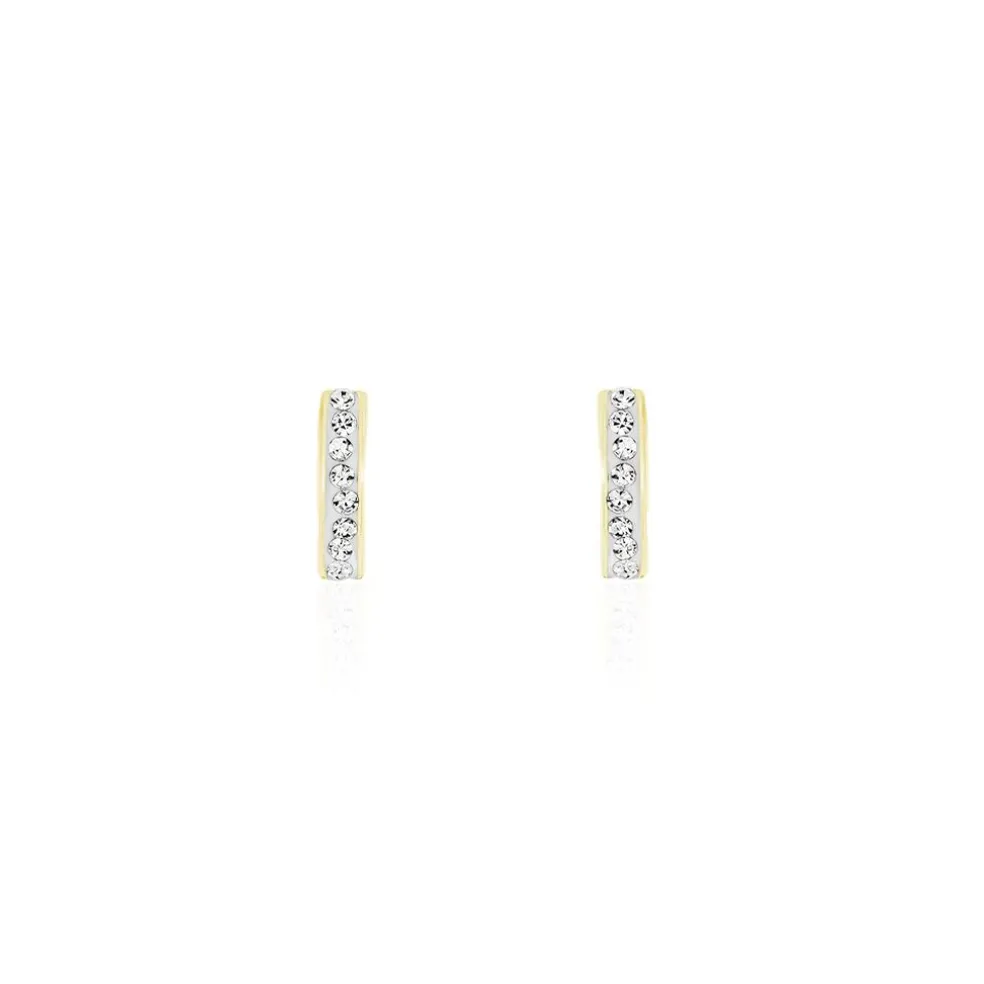 Boucles D'oreilles Puces Youssa Barrettes Or Jaune Strass