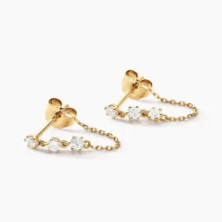 Boucles D'oreilles Puces Yale Or Jaune Diamant Synthétique